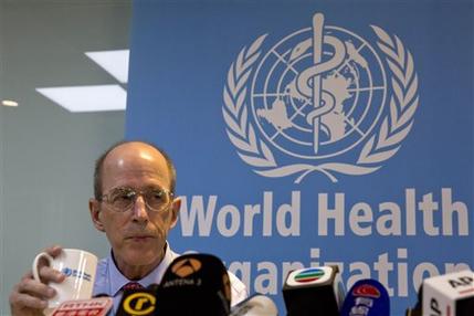 Dr. Lance Rodewald of World Health Organization (WHO) China's immunization program listens to questions during a press conference in Beijing, China, Tuesday, March 29, 2016. China must exert stronger oversight over vaccines sold on the private market in the wake of a developing scandal involving expired or improperly stored vaccines, the World Health Organization said Tuesday. (AP Photo/Ng Han Guan)