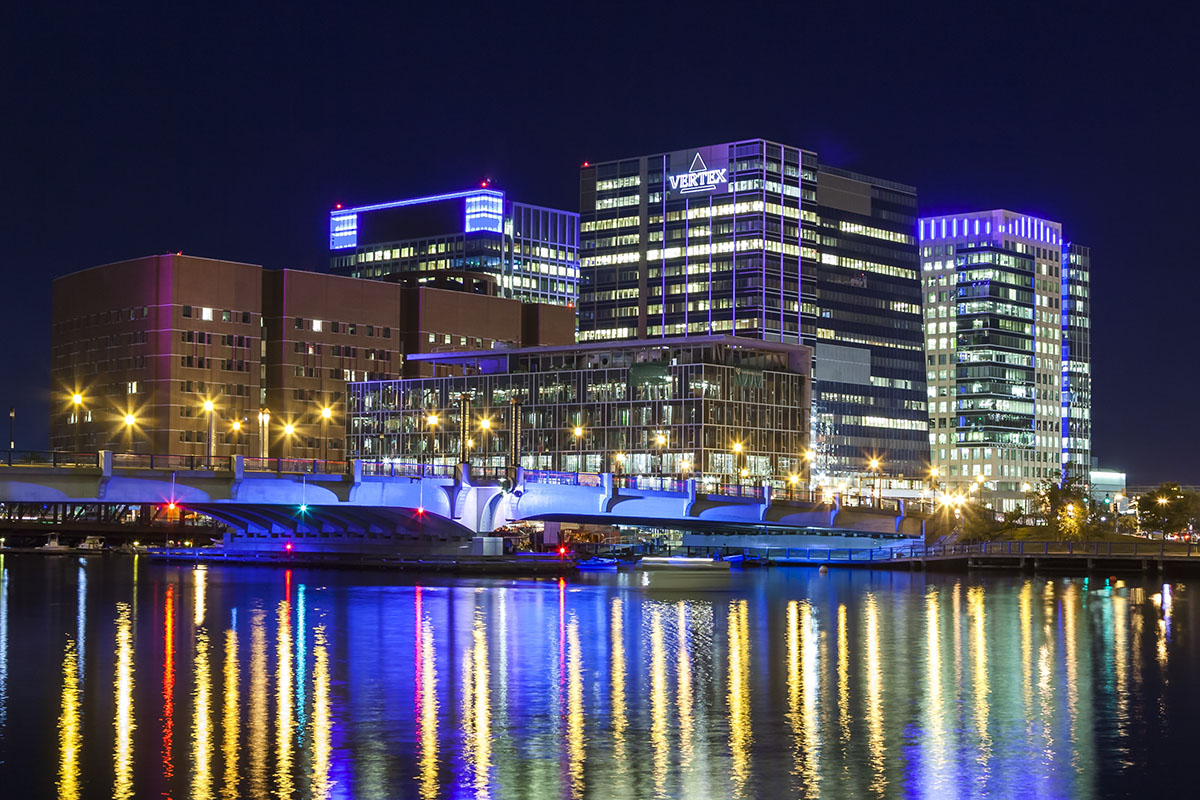 Vertex Boston Seaport at Night