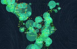 Cloud big data processing. Network analysis. Human connections representation. Science data threads scatter plot. Futuristic infographics aesthetic design. Spatial cyber visualization.