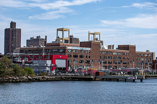 A view of the Brooklyn Navy Yard from the East River in New York City