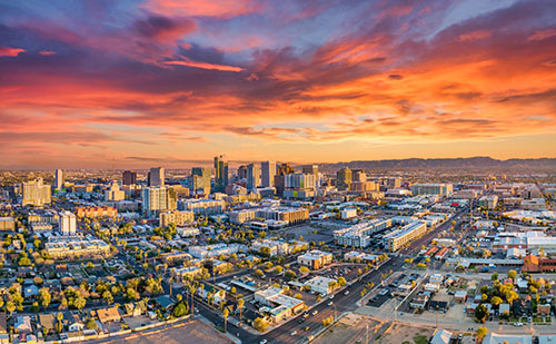 Phoenix, Arizona, USA Downtown Skyline Aerial.