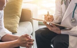 Woman patient having consultation with a psychiatrist.