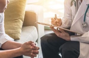 Woman patient having consultation with a psychiatrist. 