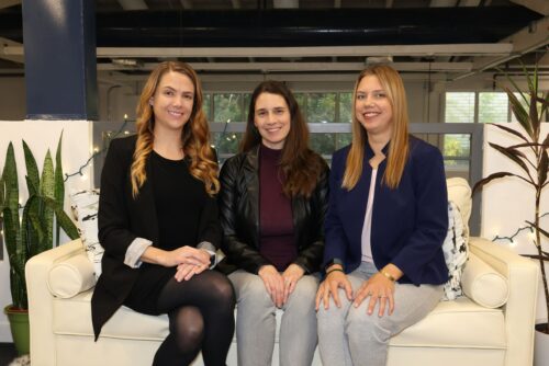 Co-Founders Katie Grabek (CSO), Ashley Zehnder (CEO), and Linda Goodman (CTO) in the Fauna Bio main research facility in Emeryville, CA.