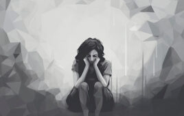 depression sadness and loneliness concept art illustration of wo
