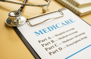 Stethoscope with medicare form with parts list.