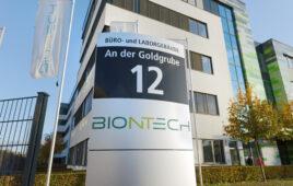 Mainz, Germany - November 12, 2020: The german biotechnology company Biontech conducts research in the field of developing a vaccine against Covid-19.